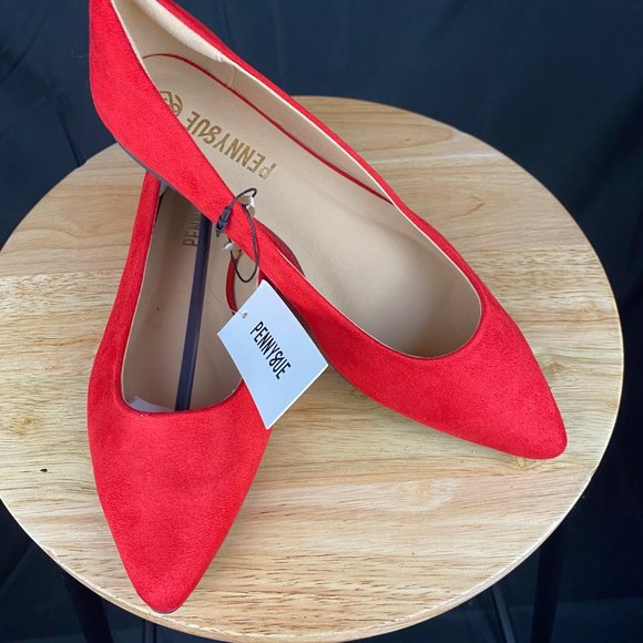 NWT - Penny Sue, Vegan Suede Flats, Red, Size 6 - Picture 3 of 4